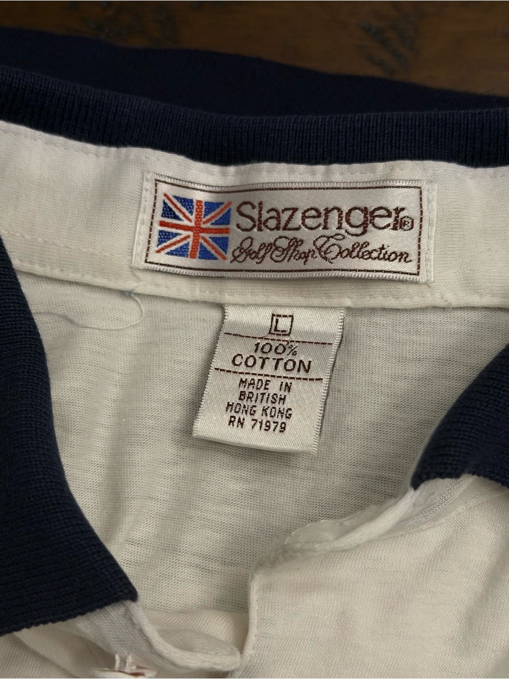 Vintage 80s 90s Slazenger Golf Shop Collection Polo Men's L Made in British Hong